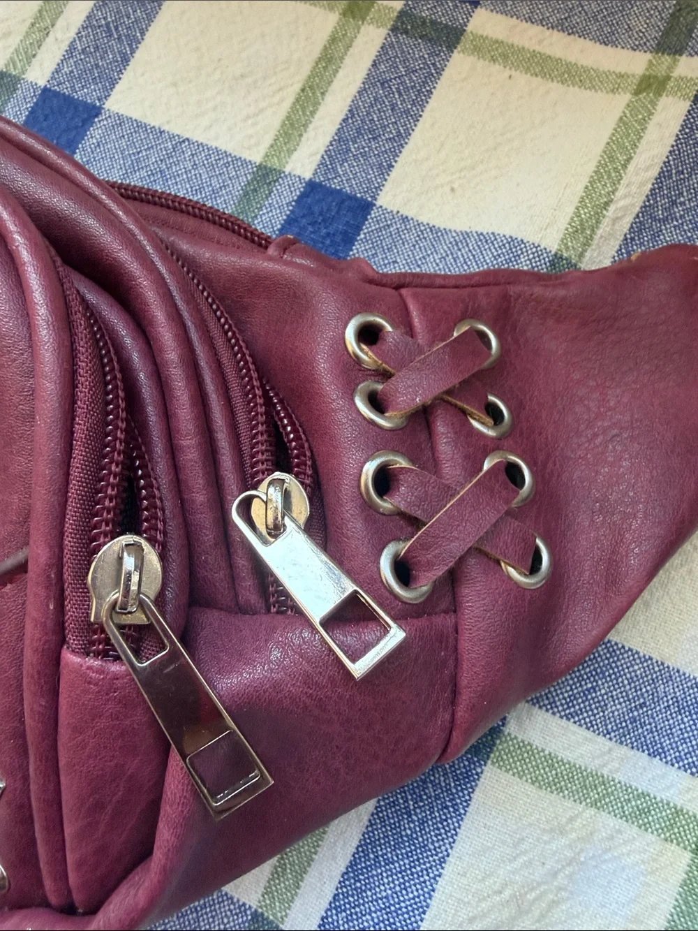 N/A burgundy leather